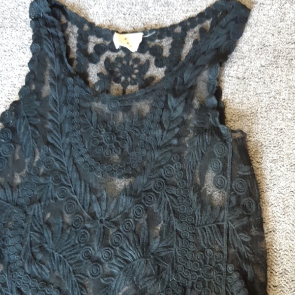 Pins & Needles Tops - Pins & Needles embroidered black floral tank top M
